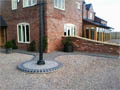 Block paving with brick edging
